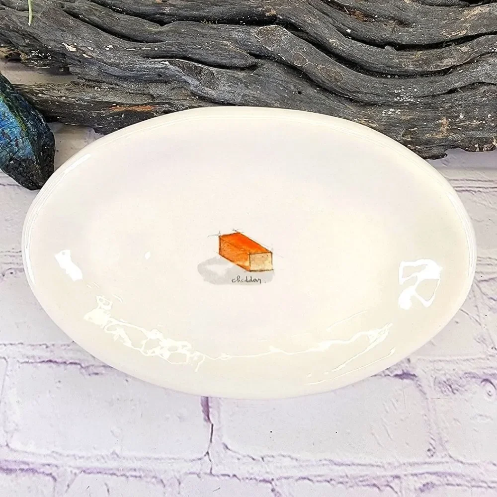 Crate & Barrel Cheddar Cheese Oval Serving Plate (See also Jack and Camembert)